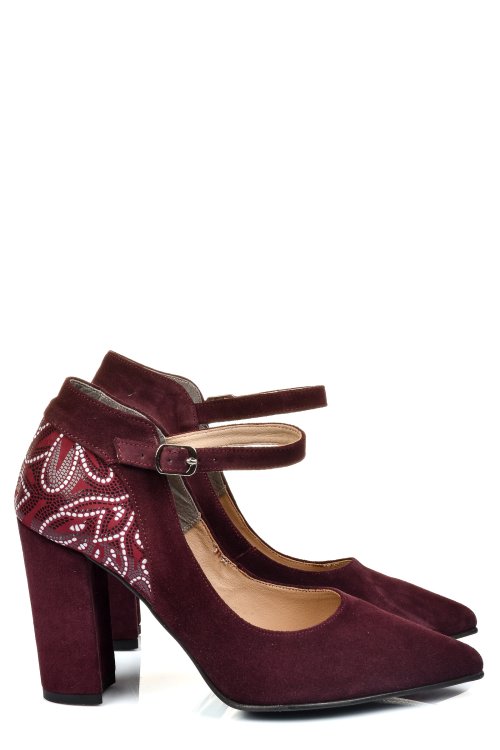 Pantofi visinii piele naturala intoarsa 5s77909
