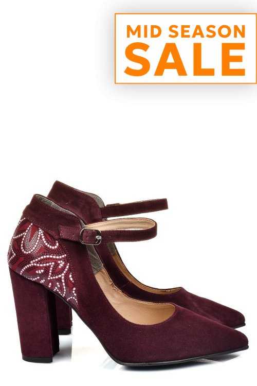 Pantofi visinii piele naturala intoarsa 5s77909