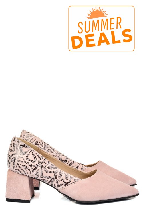 Pantofi roz piele naturala intoarsa 5s77460