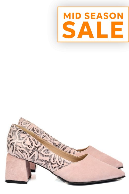 Pantofi roz piele naturala intoarsa 5s77460