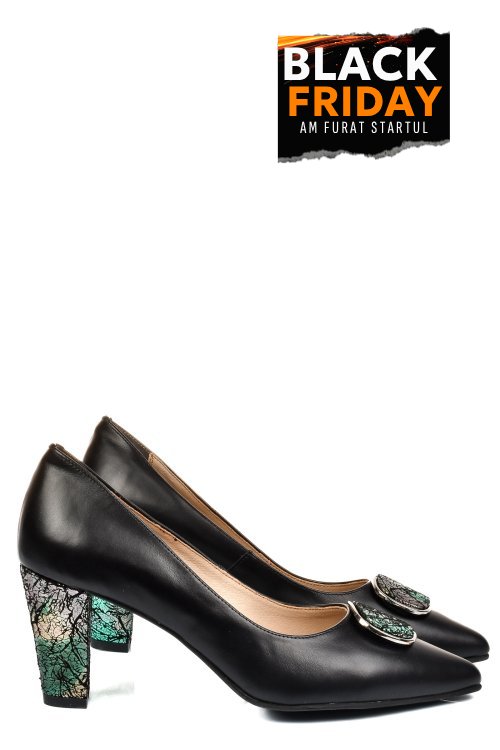 Pantofi negri piele naturala 5s77655