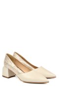 PANTOFI BEJ GLITTER PIELE NATURALA 5S77460
