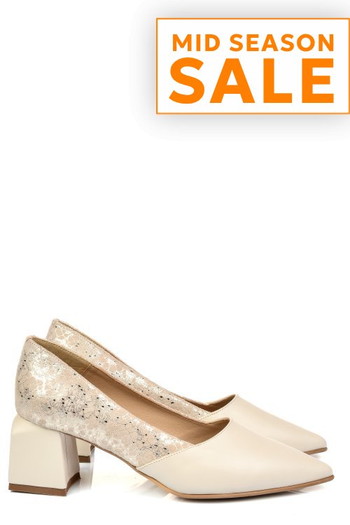 Pantofi bej glitter piele naturala 5s77460