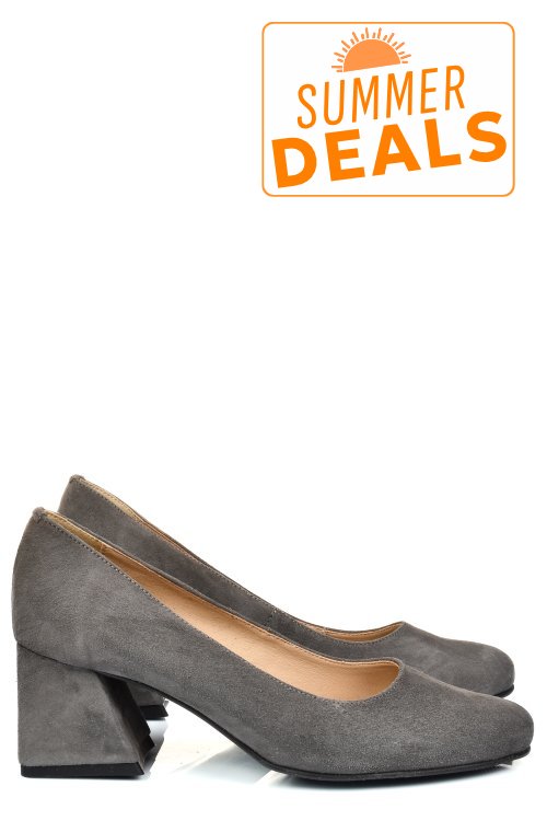 Pantofi gri piele naturala intoarsa 5s77003