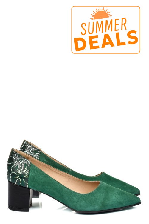 Pantofi verzi piele naturala intoarsa 5s77602