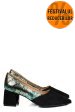 Pantofi negri floral piele naturala intoarsa 5s77460