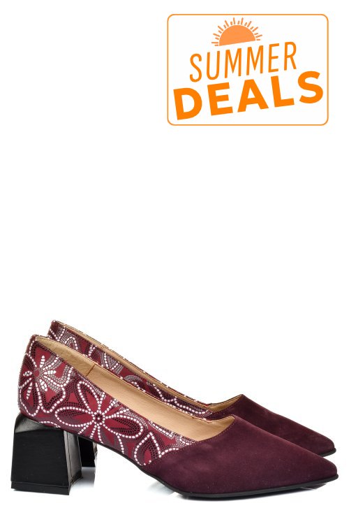 Pantofi visinii piele naturala intoarsa 5s77460