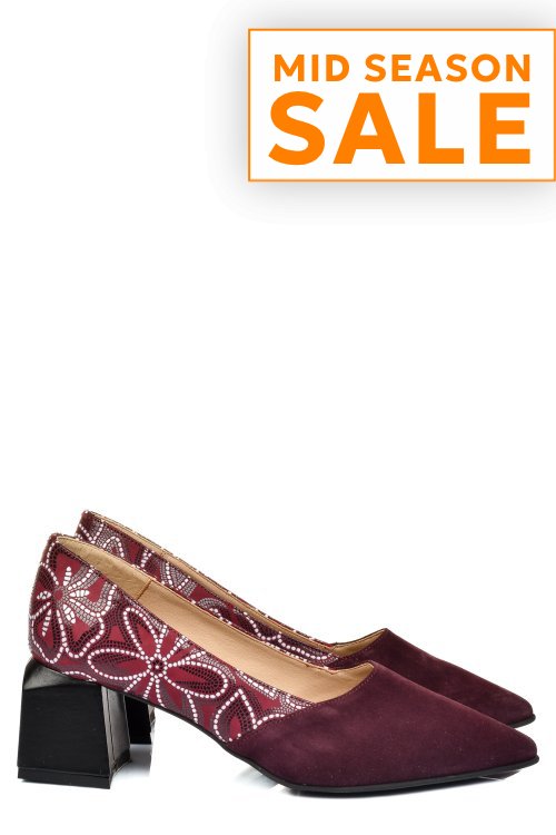 Pantofi visinii piele naturala intoarsa 5s77460