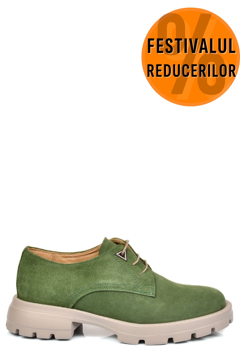 PANTOFI VERZI PIELE NATURALA INTOARSA 251615SP