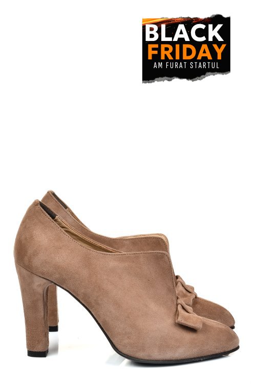 Pantofi bej piele naturala intoarsa 3s77907