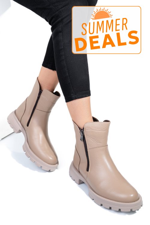 Ghete bej piele naturala 242841np