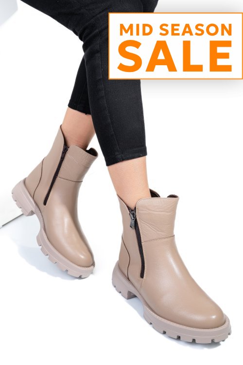 Ghete bej piele naturala 242841np