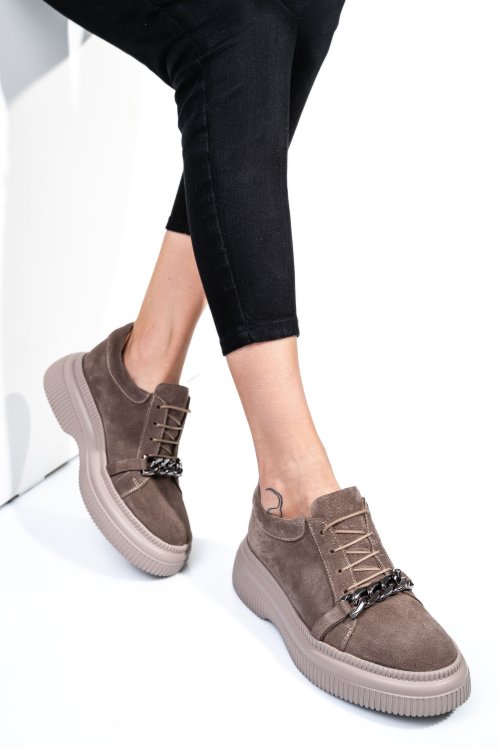 Pantofi bej piele naturala intoarsa 251620sp