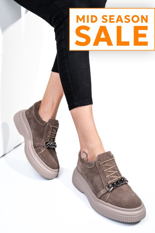 Pantofi bej piele naturala intoarsa 251620sp