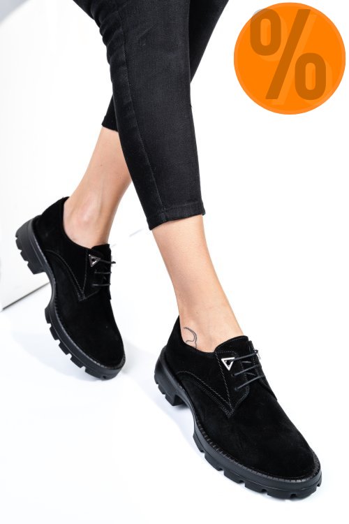 Pantofi negri piele naturala intoarsa 251615sp