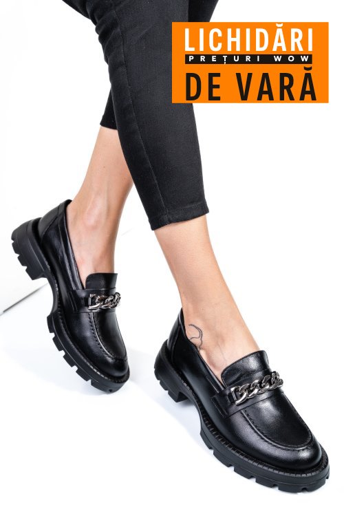Mocasini negri piele naturala 251616np
