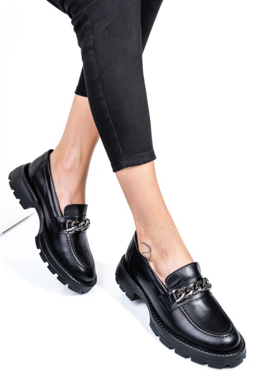 Mocasini negri piele naturala 251616np