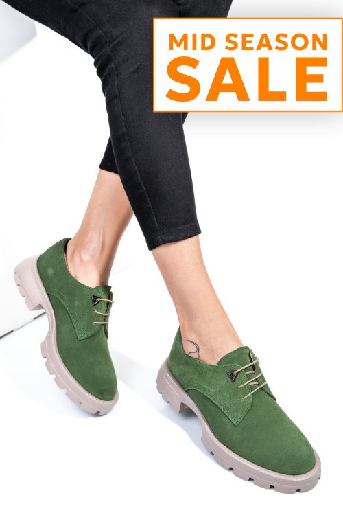Pantofi verzi piele naturala intoarsa 251615sp