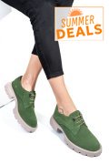 PANTOFI VERZI PIELE NATURALA INTOARSA 251615SP