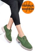 PANTOFI VERZI PIELE NATURALA INTOARSA 251615SP