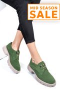 PANTOFI VERZI PIELE NATURALA INTOARSA 251615SP