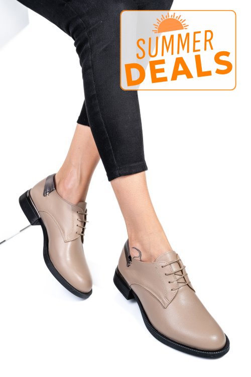 Pantofi bej piele naturala  251624np