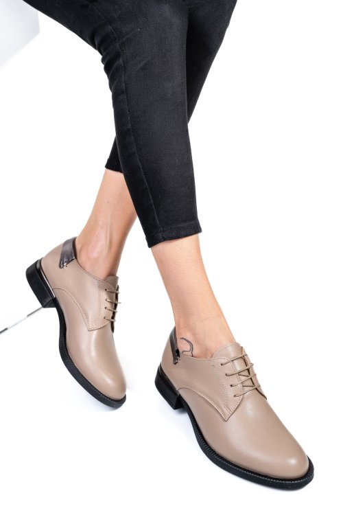 Pantofi bej piele naturala  251624np