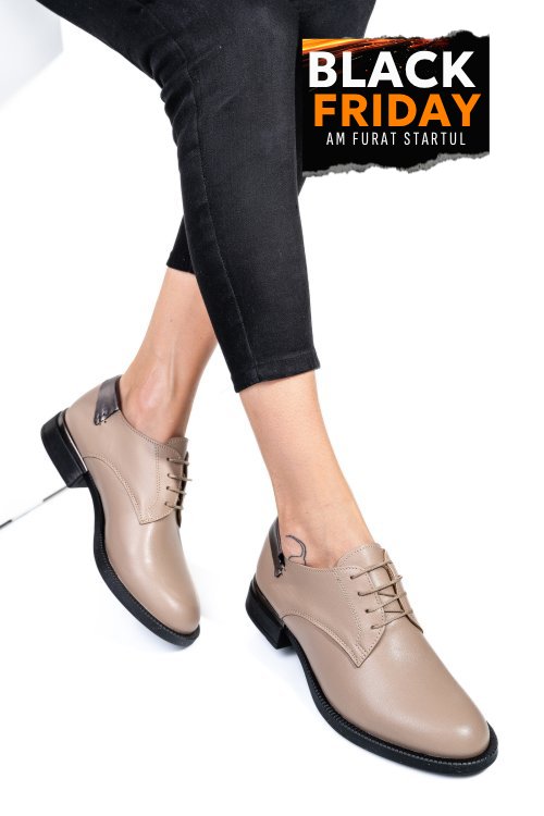 Pantofi bej piele naturala  251624np