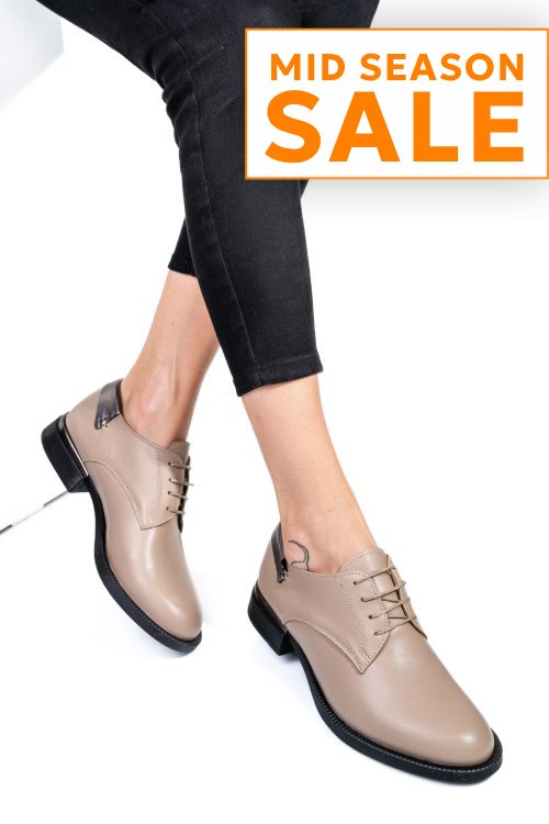 Pantofi bej piele naturala  251624np