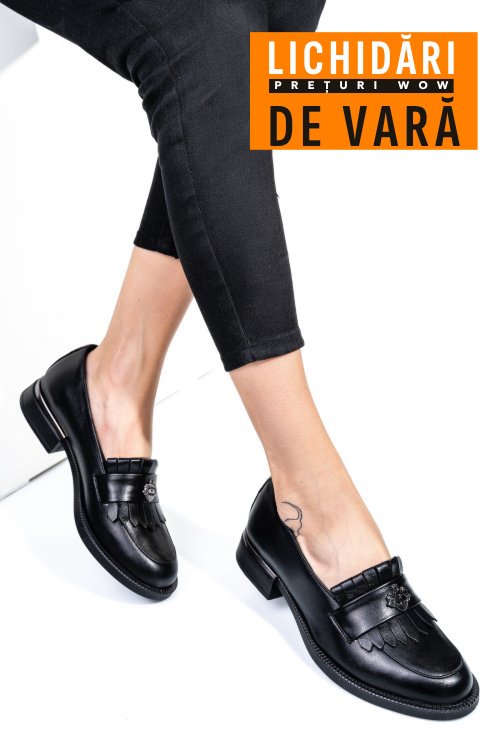 Mocasini negri piele naturala 251628np