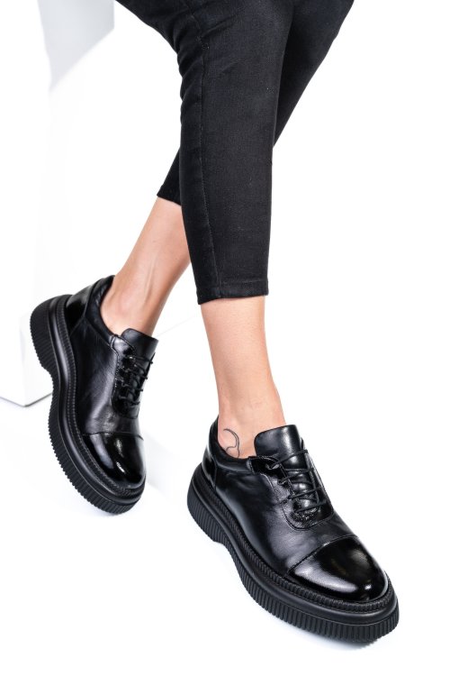 Pantofi negri piele naturala  251621np/npk
