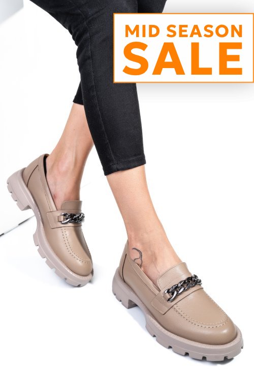 Mocasini bej piele naturala 251616np