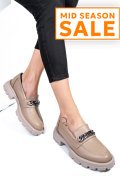 MOCASINI BEJ PIELE NATURALA 251616NP