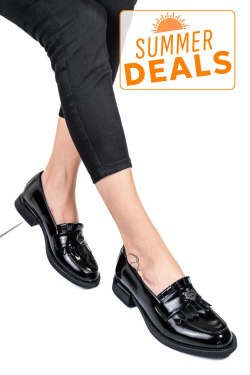 Mocasini negri piele naturala lacuita 251628npk