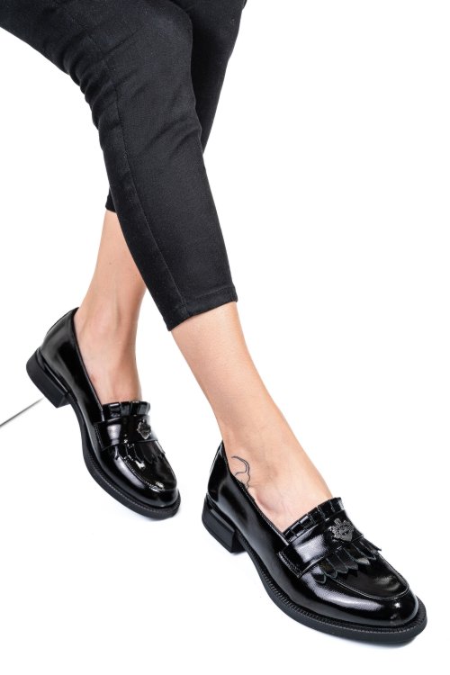 Mocasini negri piele naturala lacuita 251628npk
