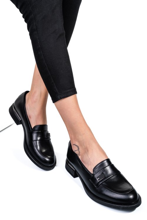 Mocasini negri piele naturala 251626np