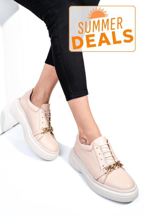 Pantofi bej piele naturala  251620np