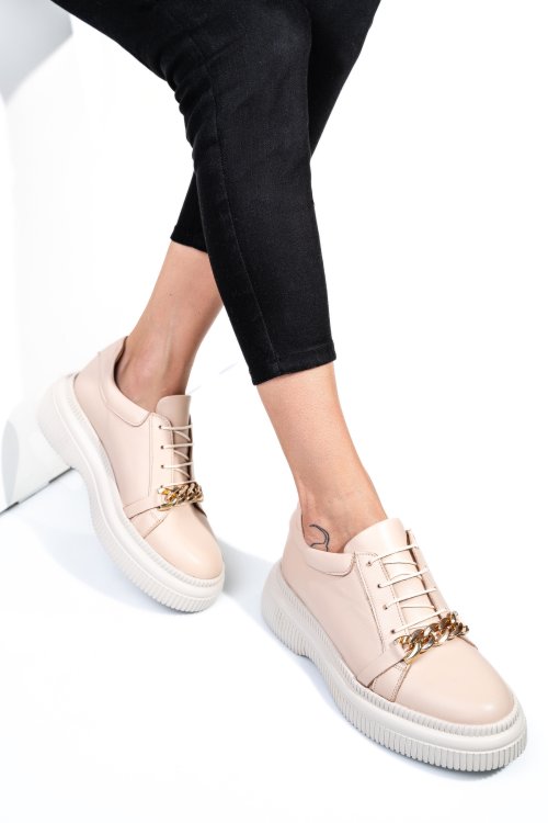 Pantofi bej piele naturala  251620np