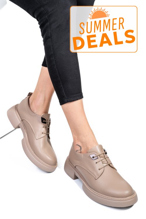 Pantofi bej piele naturala  251622np