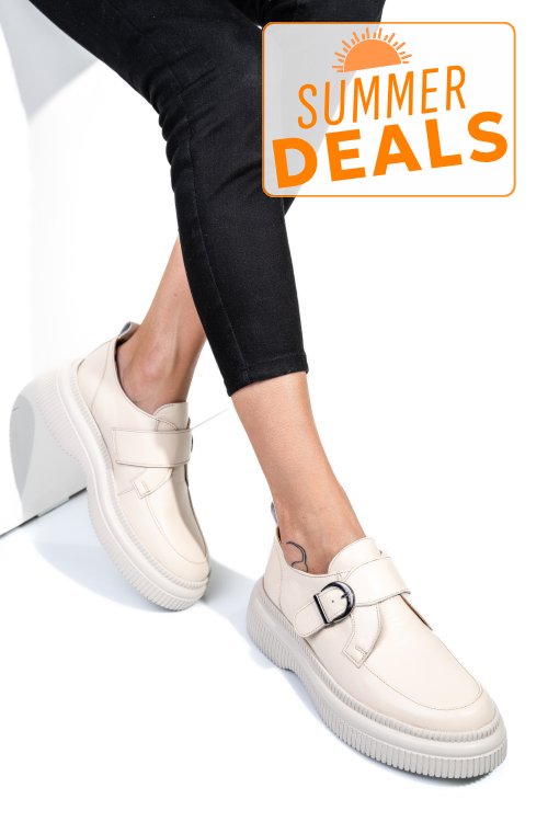 Mocasini crem piele naturala 251618np