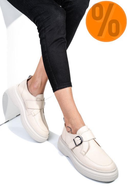 Mocasini crem piele naturala 251618np
