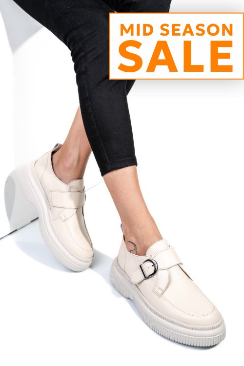 Mocasini crem piele naturala 251618np