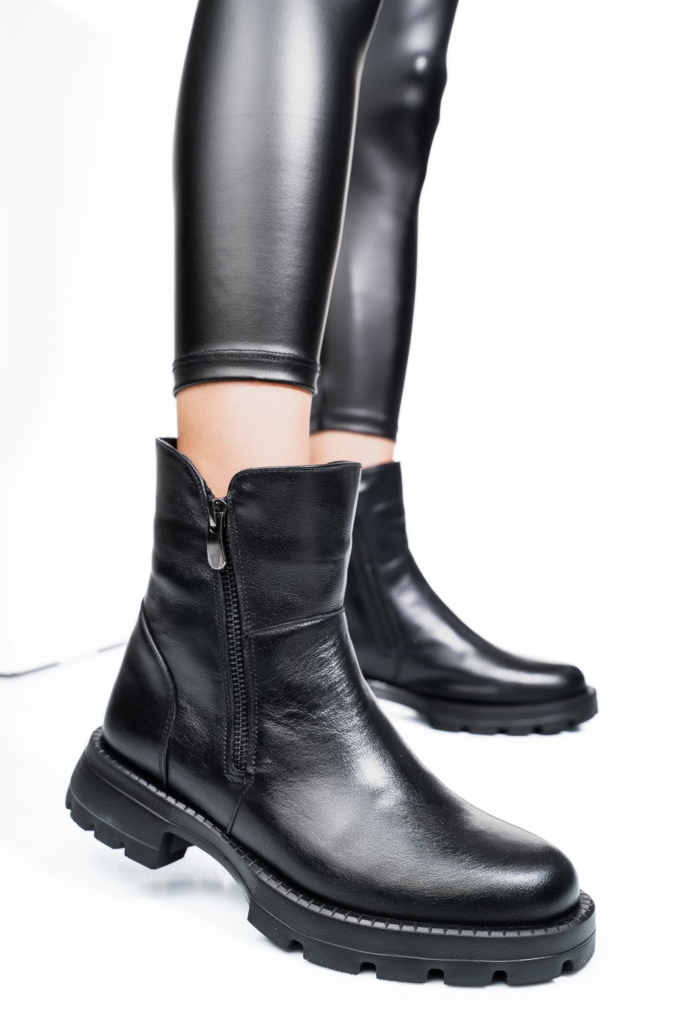 GHETE NEGRE PIELE NATURALA 242841NP
