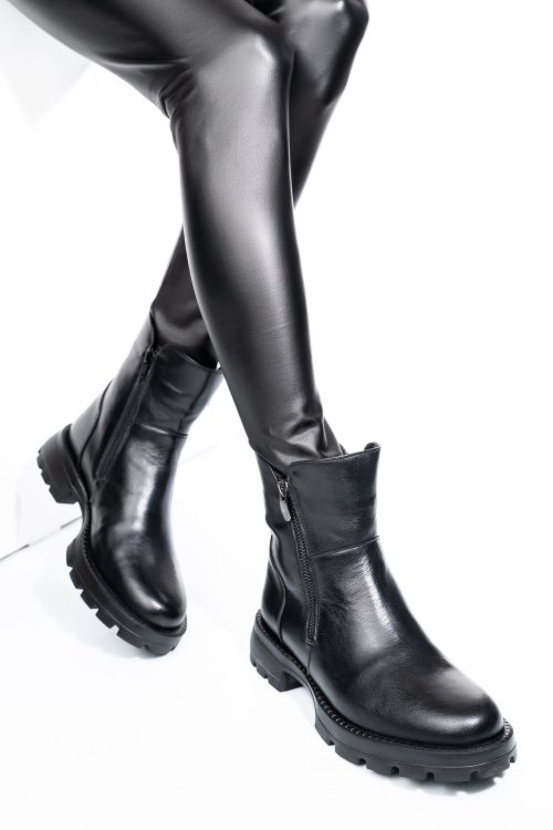 Ghete negre piele naturala 242841np