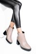 Botine bej piele naturala lacuita 242827npk
