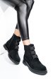 Ghete negre piele naturala intoarsa 242816sp