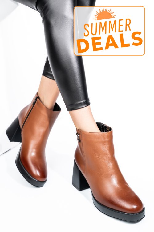 Botine maro piele naturala 242827np
