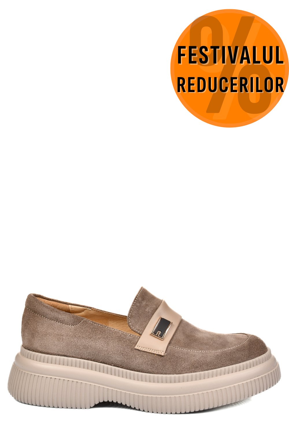 MOCASINI BEJ PIELE NATURALA INTOARSA 251619SP