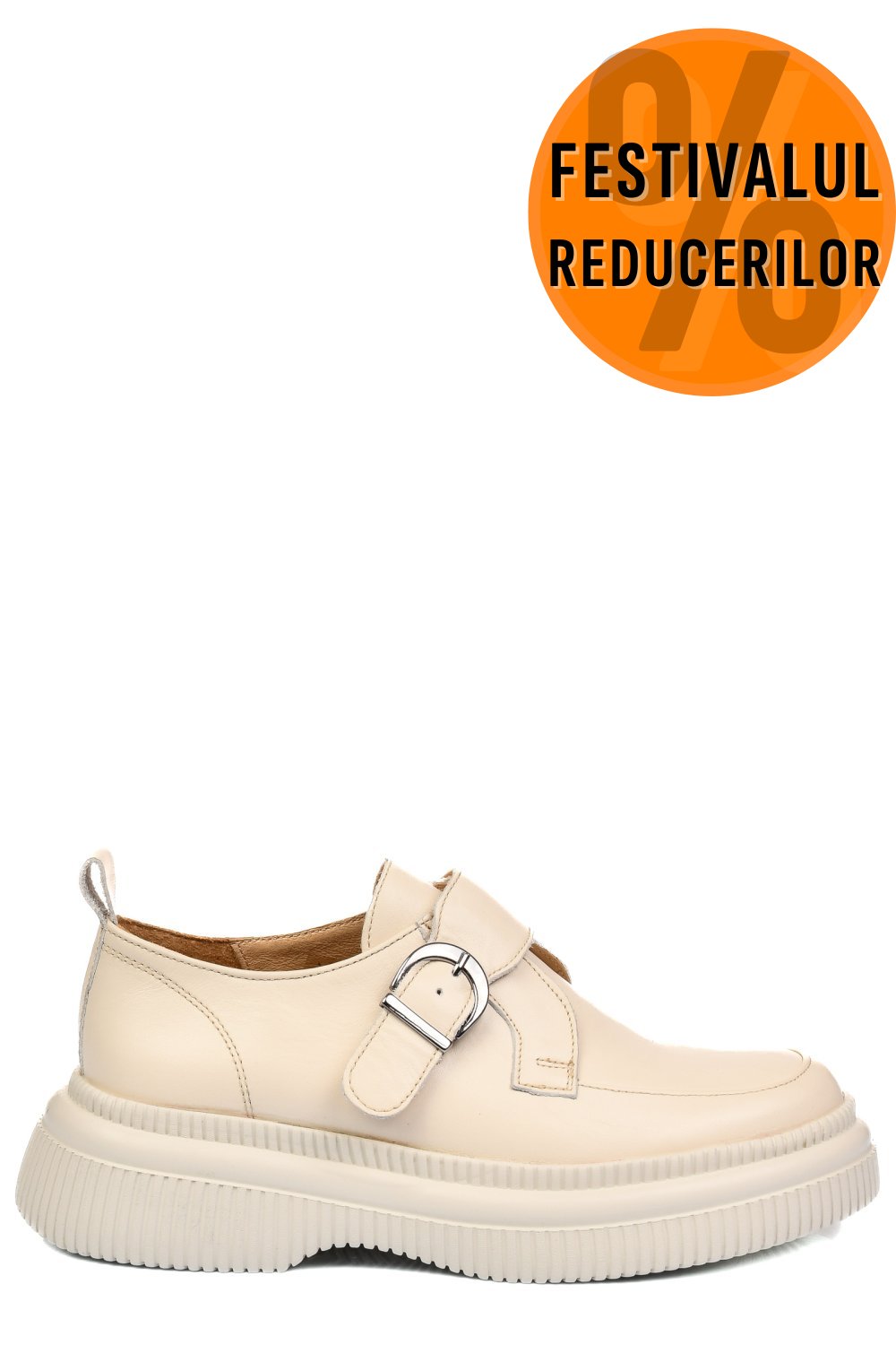 MOCASINI CREM PIELE NATURALA 251618NP