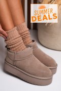 CIZME BEJ PIELE NATURALA INTOARSA 1S77250